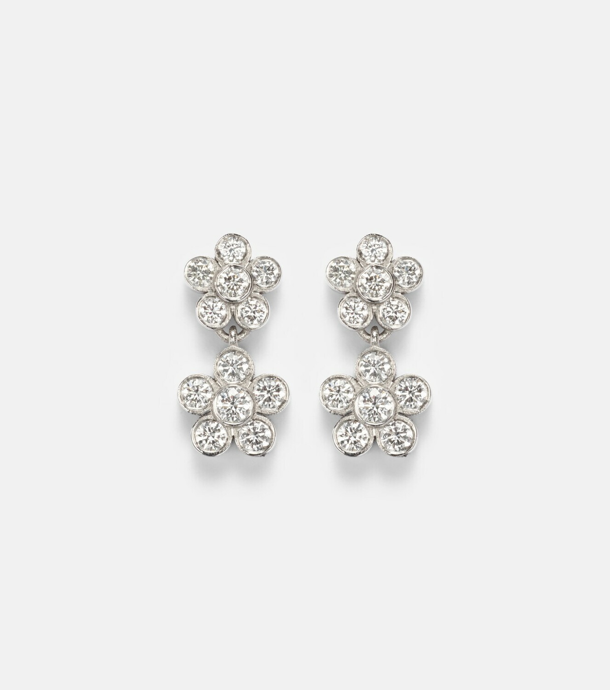 Ileana Makri Blossom Daisy Duo 18kt white gold earrings with diamonds