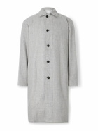 ATON - Balmacaan Linen and Wool-Blend Twill Coat - Gray