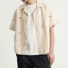 Folk Men's Presented by END. Relaxed Soft Collar Vacation Shirt in Ecru People Embroidery
