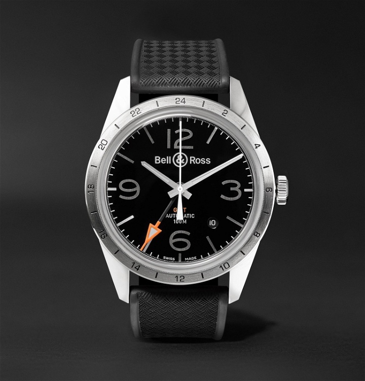 Photo: Bell & Ross - BR 123 42mm Steel and Rubber Watch, Ref. No. BRV123-BL-GMT/SRB - Black