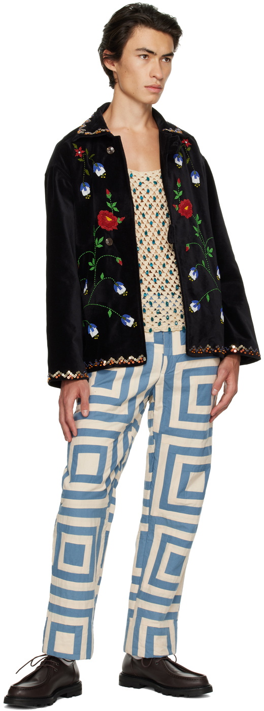 Bode Black Garden Vine Jacket Bode