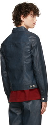 Marc Jacobs Heaven Navy Croc-Embossed Jacket