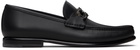 Ferragamo Black Gancini Buckle Loafers
