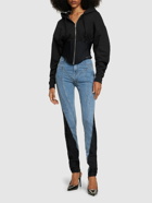 MUGLER - Fitted Cotton Crop Zip Hoodie