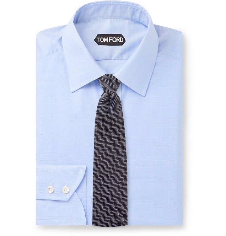Photo: TOM FORD - Blue Slim-Fit Prince Of Wales Checked Cotton Shirt - Blue