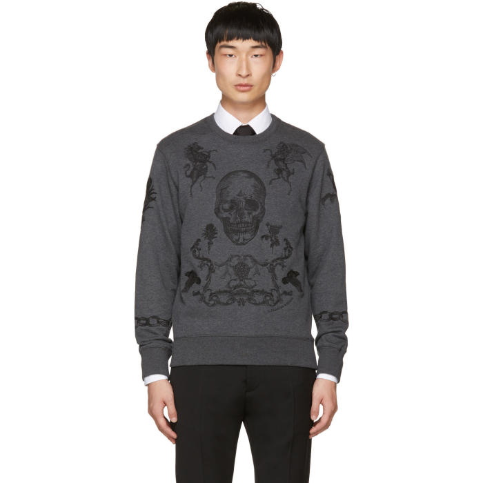 Photo: Alexander McQueen Grey Embroidered Skull Sweatshirt 