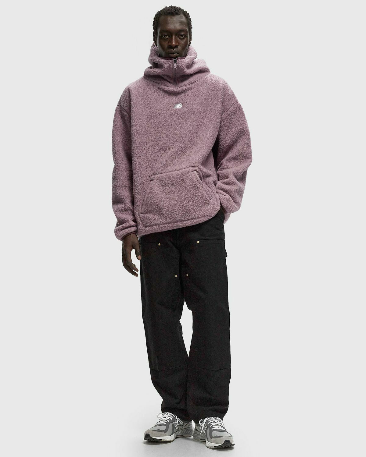 New Balance Hoops Sherpa Top Purple Mens Hoody New Balance