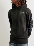 AMIRI - Logo-Print Distressed Cotton-Jersey Hoodie - Black