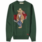 Polo Ralph Lauren Men's Trucker Bear Crew Knit in New Forest Heather