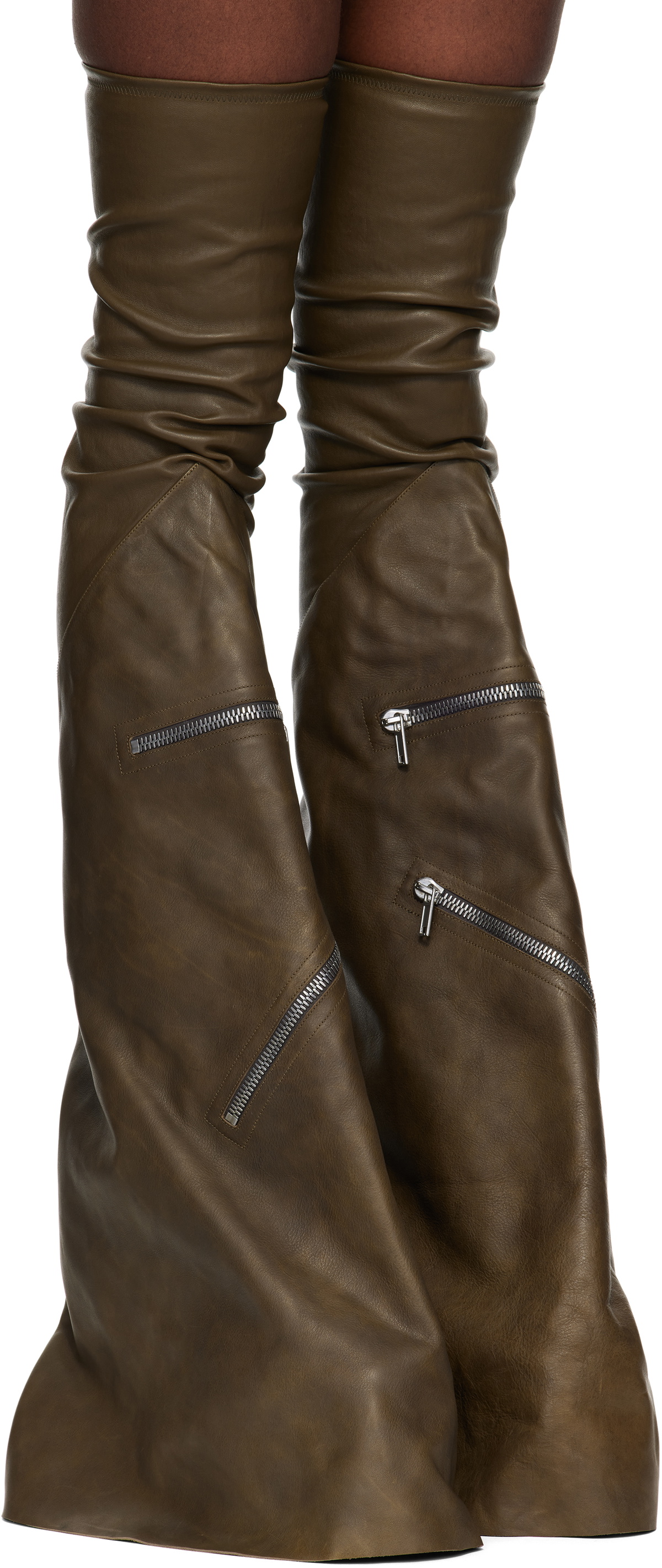 Rick Owens Khaki Porterville Cargowedge Boots Rick Owens