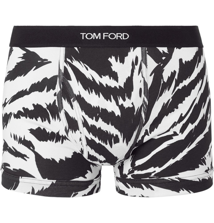 Photo: TOM FORD - Zebra-Print Stretch-Cotton Jersey Boxer Briefs - White