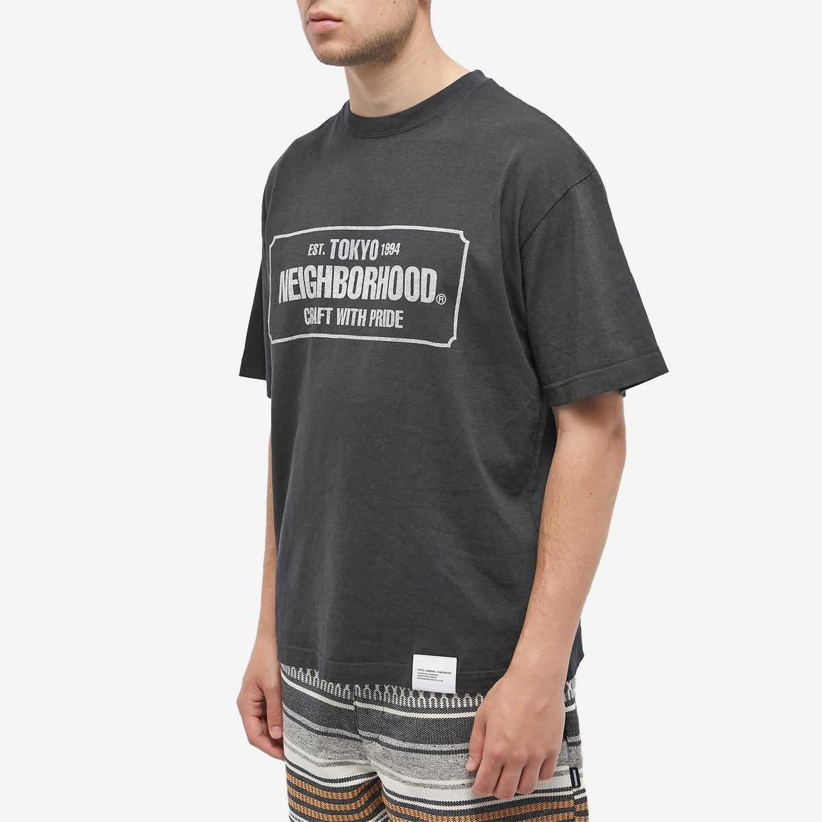 GQ3121◇NEIGHBORHOOD : SULFUR DYE / Neighborhood Men's Sulfur Dye Logo T-Shirt in Black Neighborhood
