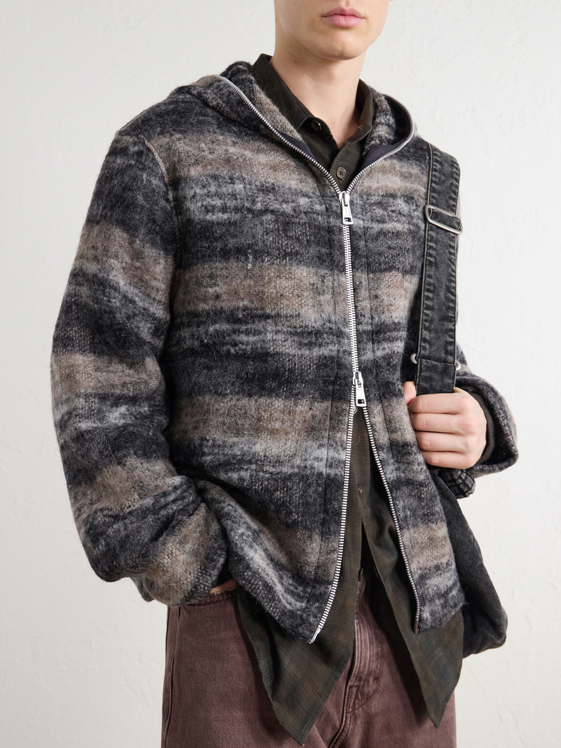 Our Legacy - Full Zip Wool-Blend Hooded Blouson Jacket - Gray
