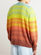 The Elder Statesman - Striped Cashmere and Cotton-Blend Cardigan - Orange