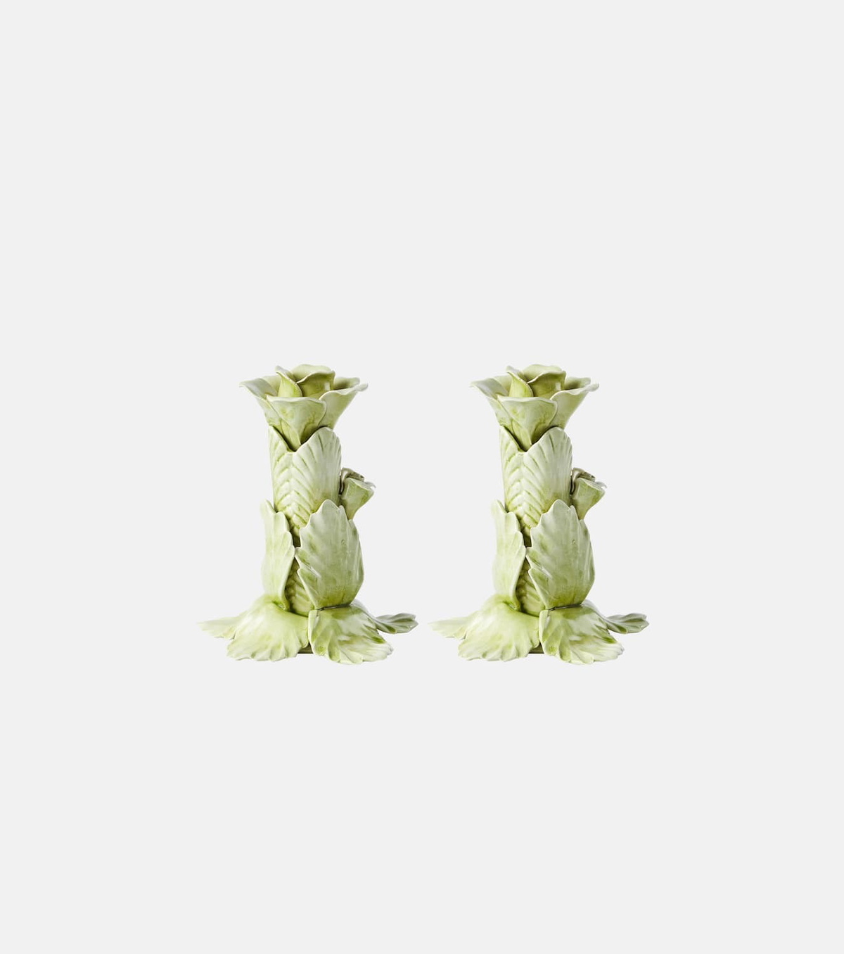 Bitossi Set of 2 floral ceramic candleholders