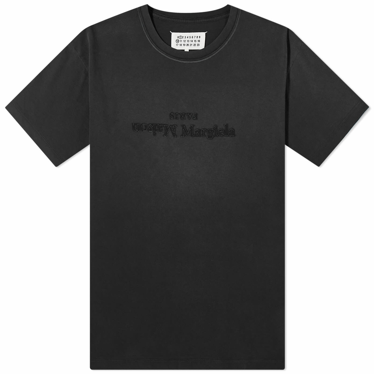 Maison Margiela Women's Faded Logo T-Shirt in Washed Black Maison Margiela