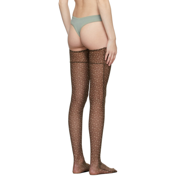 Louise Lyngh Bjerregaard Khaki Floral Sheer Maxi Socks