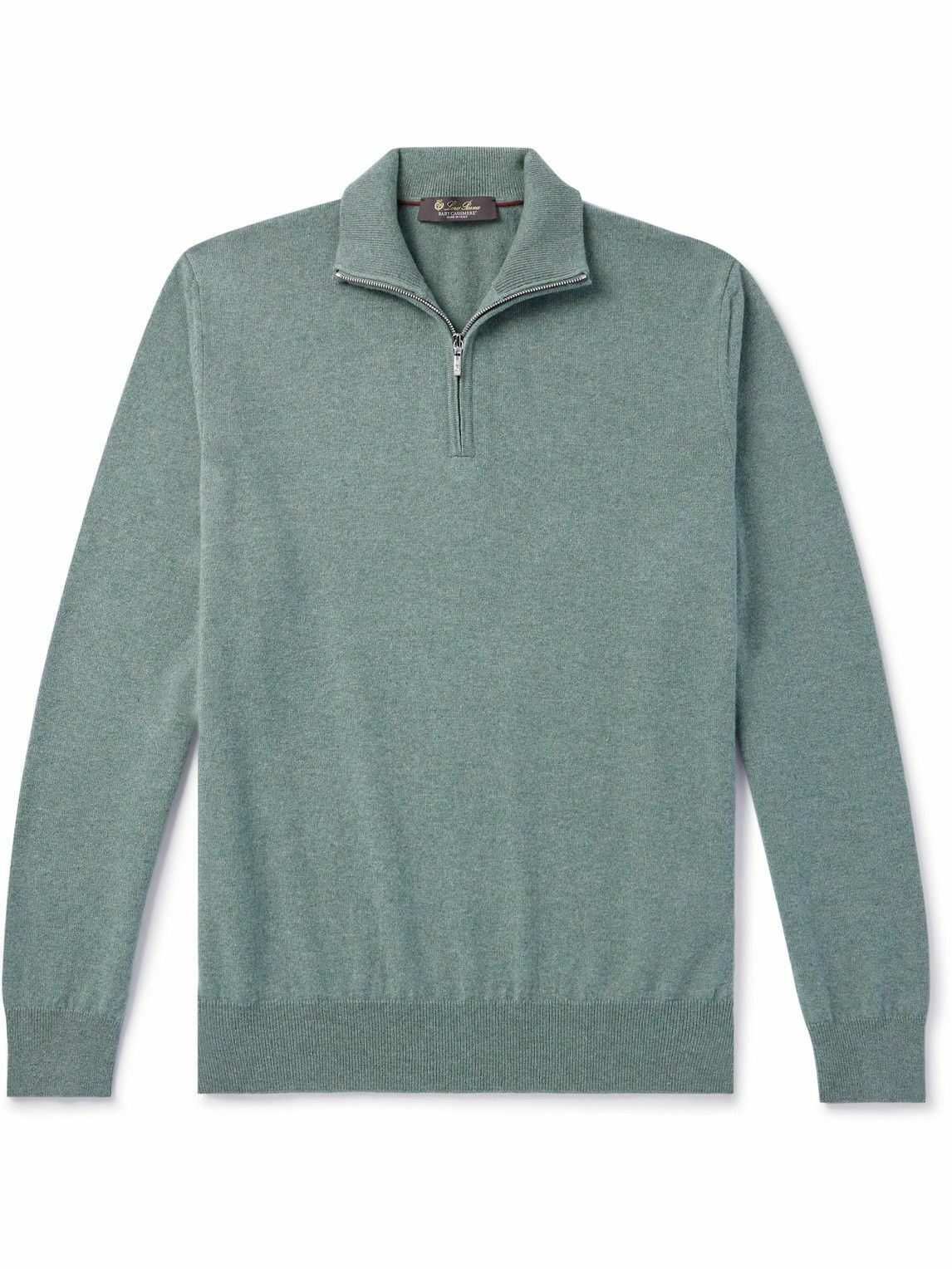 Loro Piana - Slim-Fit Baby Cashmere Half-Zip Sweater - Green Loro Piana