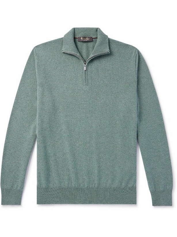 Photo: Loro Piana - Slim-Fit Baby Cashmere Half-Zip Sweater - Green