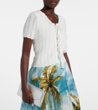 Oscar de la Renta Pointelle cotton and silk cardigan