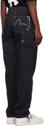 Evisu Gray Embossed Cargo Pants