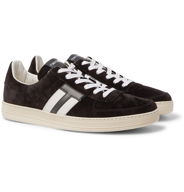 Photo: TOM FORD - Radcliffe Leather-Trimmed Suede Sneakers - Black