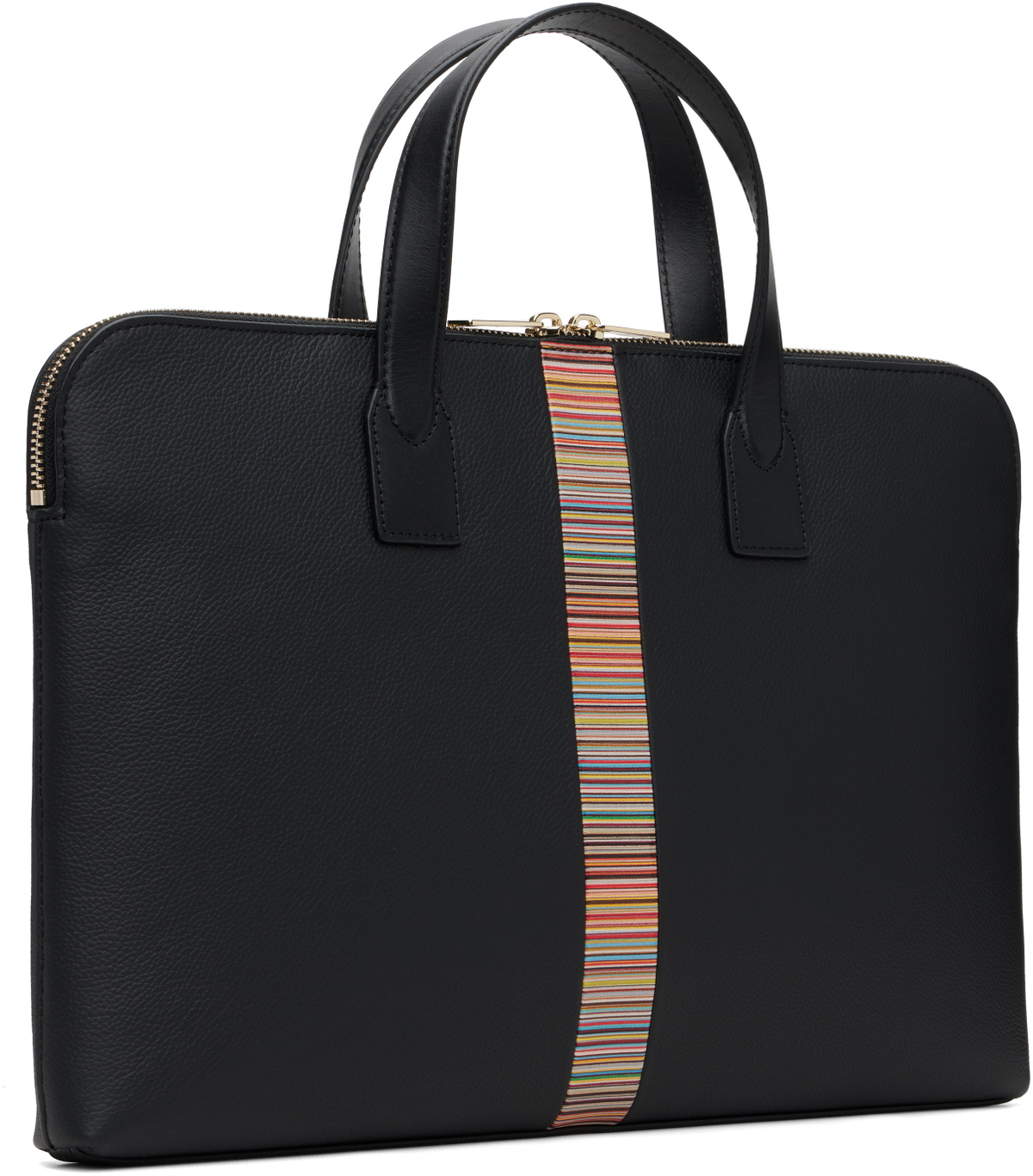 Paul Smith Black 'Signature Stripe' Slim Folio Briefcase