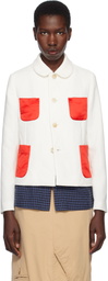 Comme des Garçons Girl White & Red Gabardine & Satin Blazer