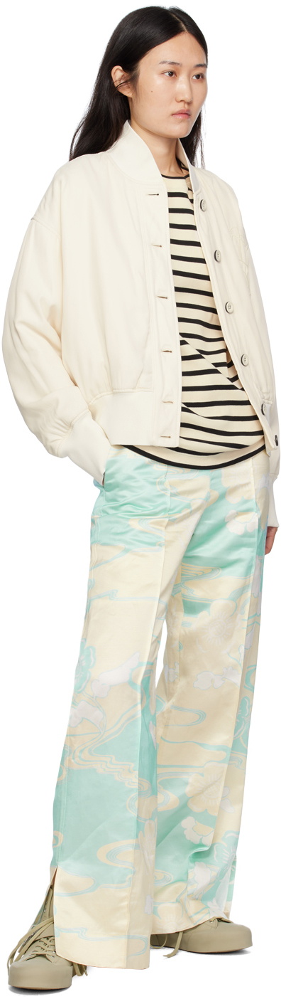 Jil Sander Off-White Embroidered Bomber Jacket