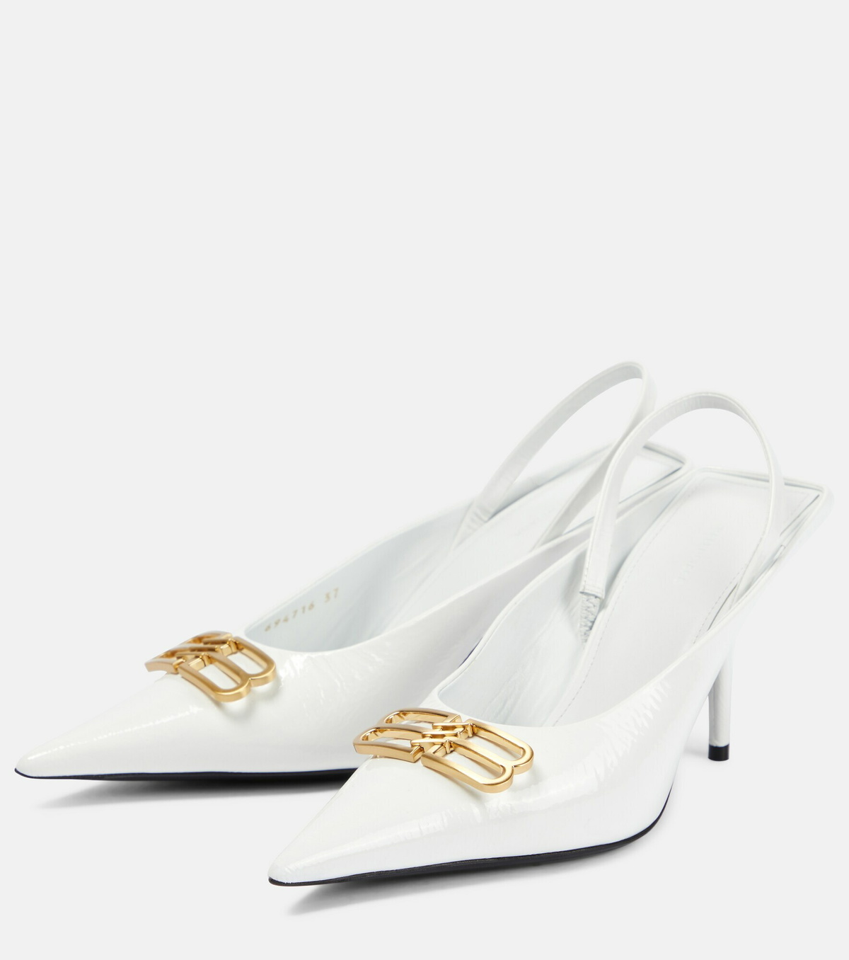BALENCIAGA スクエアナイフホンフ 572879WBB20 8100 WMNS) Balenciaga Embossed Square Knife Pumps 'Silver