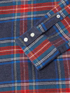 Hartford - Paul Cutaway-Collar Checked Cotton-Flannel Shirt - Blue
