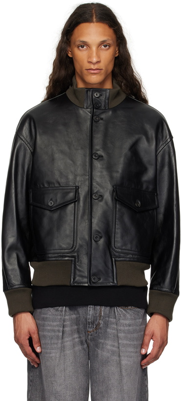 Photo: AFTER PRAY Black A-1 Leather Jacket