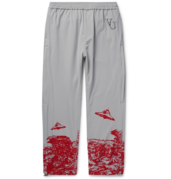 Photo: Undercover - Valentino Tapered Printed and Embroidered Nylon-Blend Sweatpants - Gray
