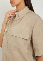 Tods Logo-embroidered Linen Shirt Beige