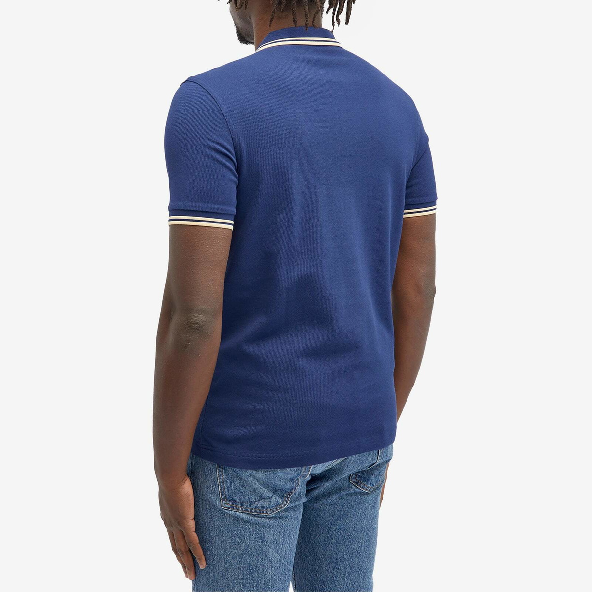 Fred Perry Men's Twin Tipped Polo Shirt in French Navy/Ice Cream