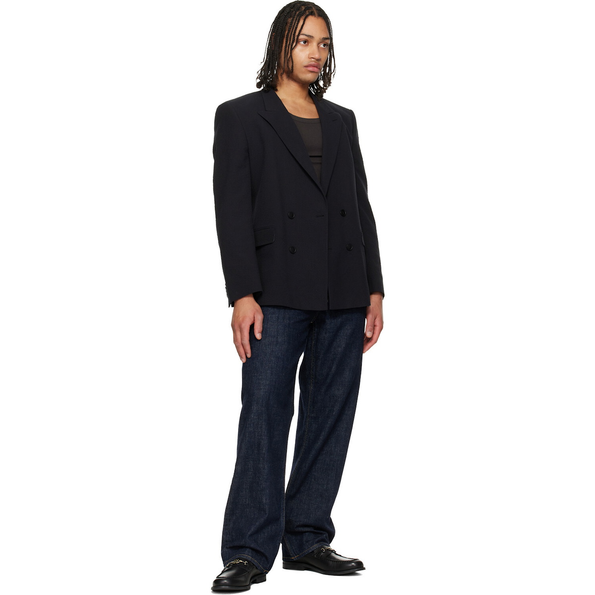 Hugo Black Stacked-Logo Bit Loafers