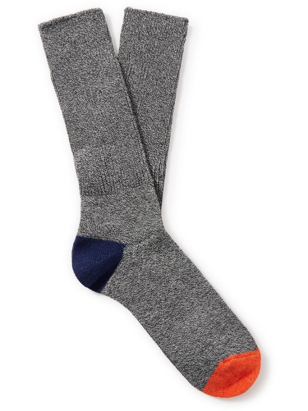 Photo: Anonymous Ism - Contrast-Tipped Cotton-Blend Socks - Black