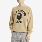 A Bathing Ape Men's College Waffle Crewneck Sweater in Beige