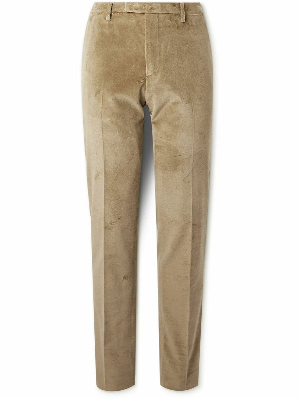 Photo: Boglioli - Slim-Fit Straight-Leg Cotton-Blend Velvet Suit Trousers - Neutrals
