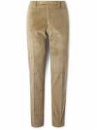 Boglioli - Slim-Fit Straight-Leg Cotton-Blend Velvet Suit Trousers - Neutrals