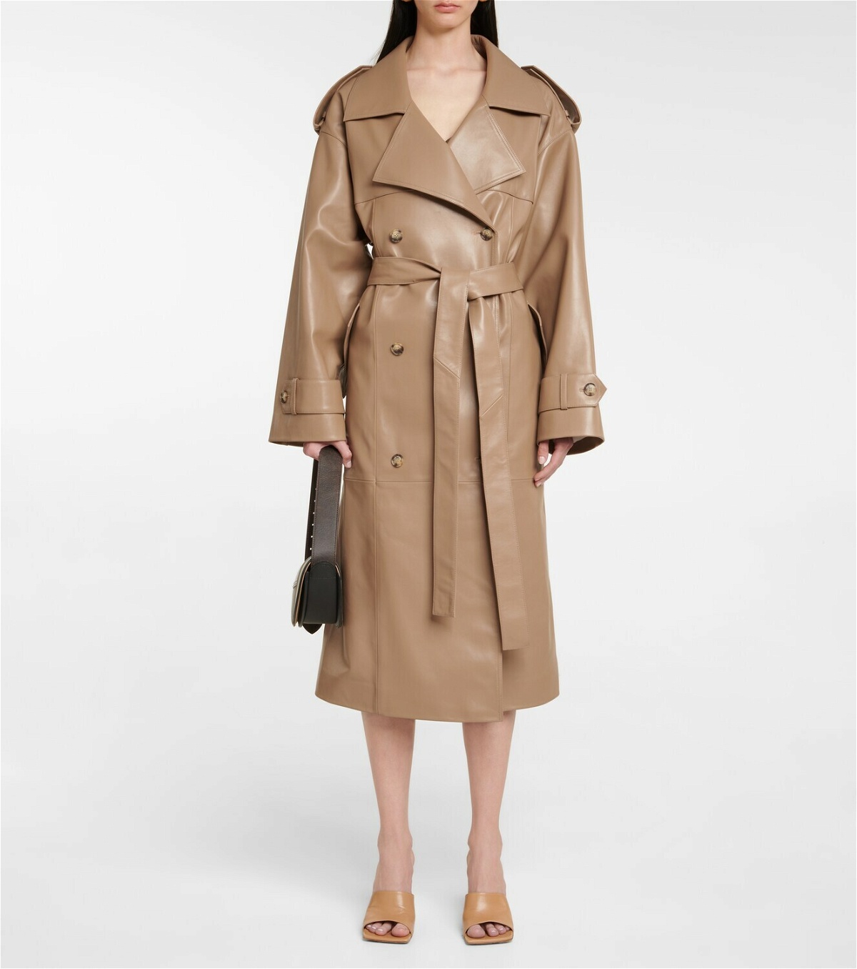 The Mannei Amman leather trench coat