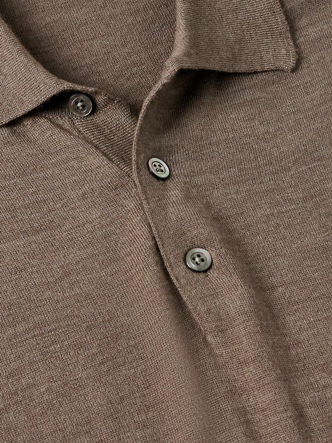 Saman Amel - Slim-Fit Wool Polo Shirt - Brown