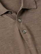 Saman Amel - Slim-Fit Wool Polo Shirt - Brown