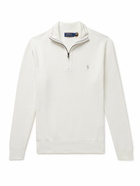 Polo Ralph Lauren - Logo-Embroidered Cotton-Piqué Half-Zip Sweater - Neutrals