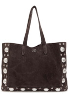 Valentino Nellcôte Large Studded Suede Tote - Brown - One Size