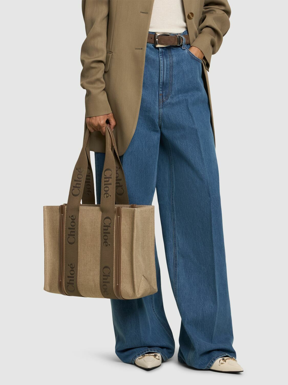 CHLOÉ Woody Linen Tote Bag
