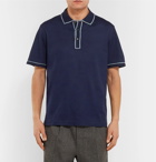 Brioni - Contrast-Tipped Mercerised Cotton-Piqué Polo Shirt - Navy