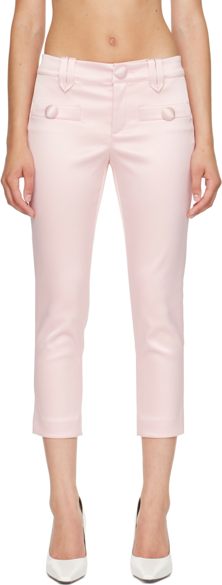 VAQUERA Pink Satin Cigarette Trousers