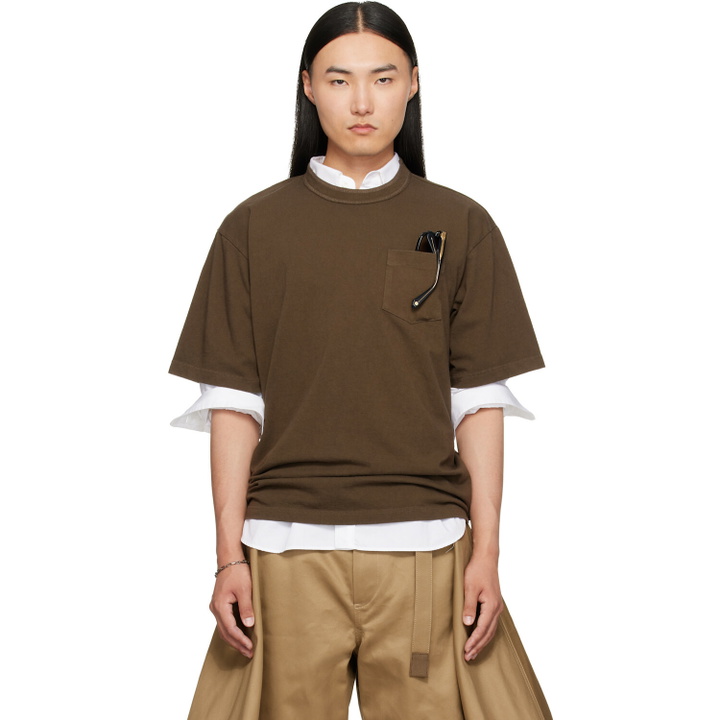 Photo: sacai Brown Cotton Jersey T-shirt