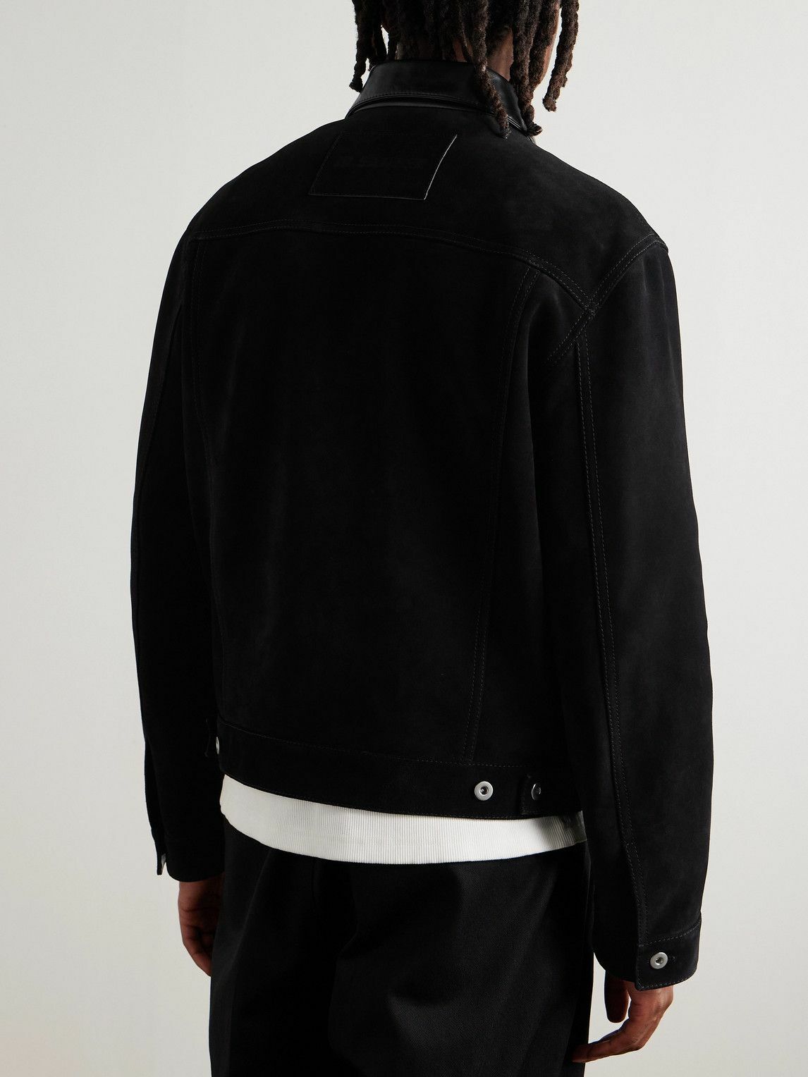 Jil Sander - Leather-Trimmed Suede Trucker Jacket - Black
